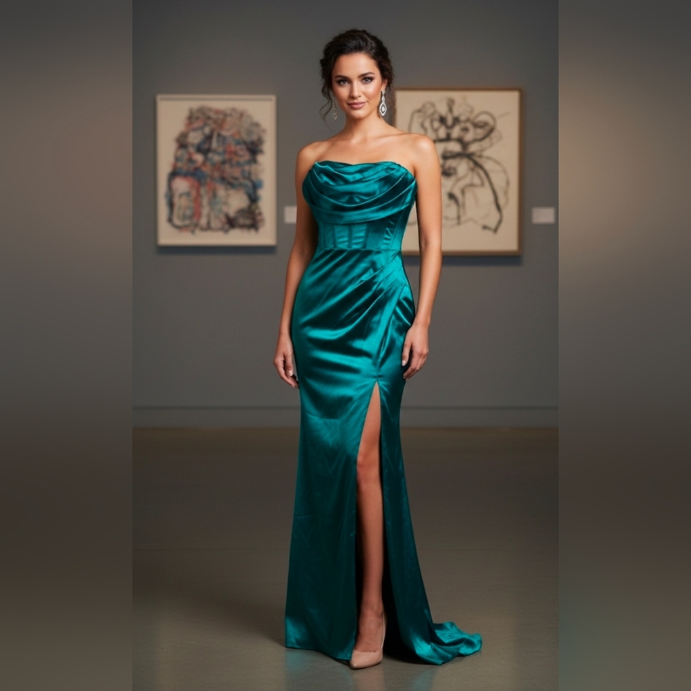 Crystal Doll Teal Strapless Dress Size 11